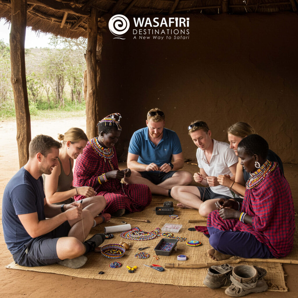 Tourists interacting with local Maasai women - Cultural Tourism - Wasafiri destinations